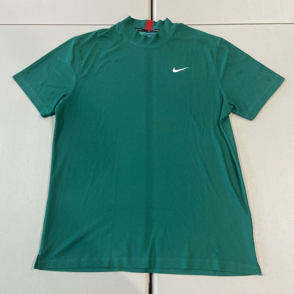 Nike Polo Shirt Mens L Green Tiger Woods Collection Mock Neck Golf CT6078